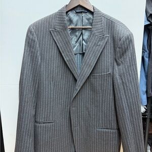 Elegant Charcoal Pinstripe Men's Blazer